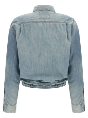 R13 Blaue Baumwollbluse