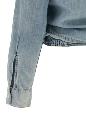 R13 Blaue Baumwollbluse