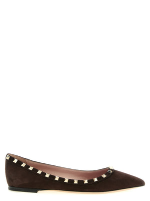 Valentino Garavani Ballerinas aus braunem Kalbsleder