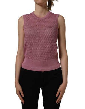 Dolce & Gabbana Pinkes transparentes Netz-Rundhals-Trägertop