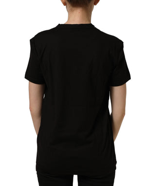 Dolce & Gabbana Schwarzes Baumwoll-T-Shirt mit Rundhalsausschnitt und kurzen Ärmeln