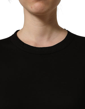 Dolce & Gabbana Schwarzes Baumwoll-T-Shirt mit Rundhalsausschnitt und kurzen Ärmeln