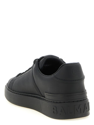 Balmain Schwarze Kalbsleder Low-Top-Sneaker