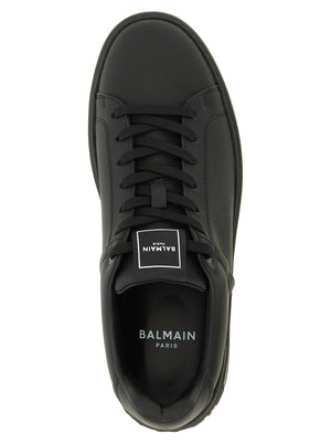 Balmain Schwarze Kalbsleder Low-Top-Sneaker