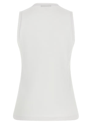 Balmain Weißes ärmelloses Baumwoll-T-Shirt