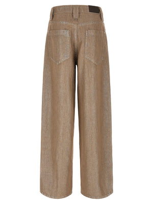 Brunello Cucinelli Beige Baumwoll Jeans im Relaxed Fit