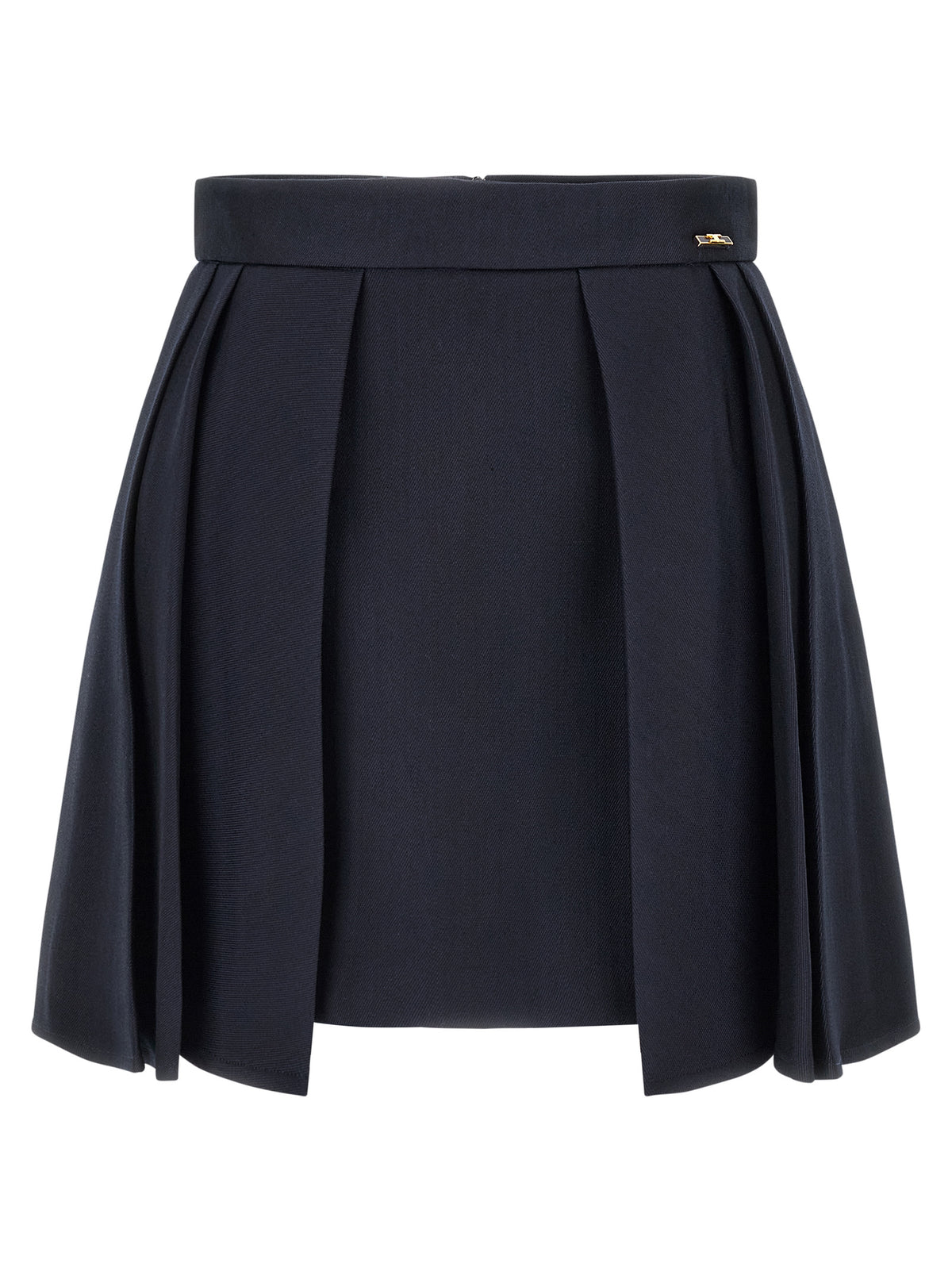 Elisabetta Franchi Langer Rock aus blauer Schurwolle