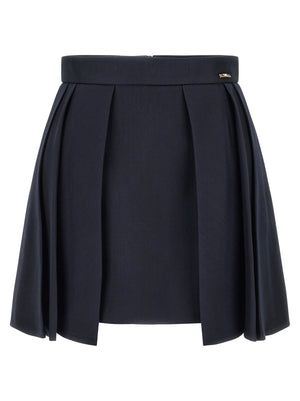 Elisabetta Franchi Langer Rock aus blauer Schurwolle
