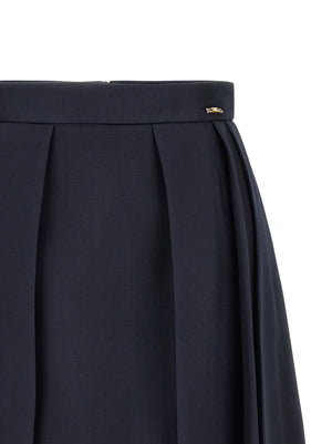 Elisabetta Franchi Langer Rock aus blauer Schurwolle