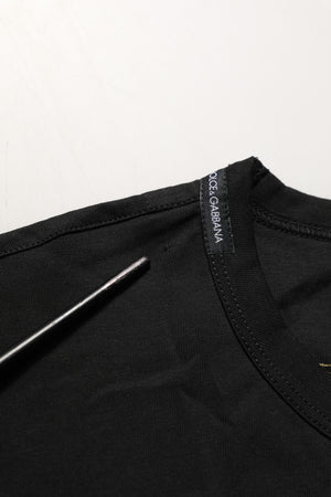 Dolce & Gabbana Schwarzes Baumwoll-T-Shirt mit Rundhalsausschnitt und kurzen Ärmeln