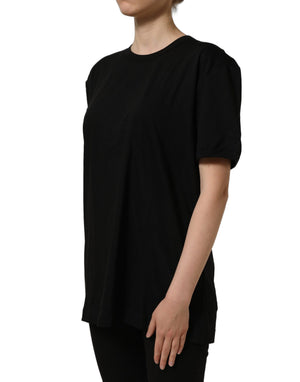 Dolce & Gabbana Schwarzes Baumwoll-T-Shirt mit Rundhalsausschnitt und kurzen Ärmeln