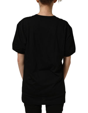 Dolce & Gabbana Schwarzes Baumwoll-T-Shirt mit Rundhalsausschnitt und kurzen Ärmeln