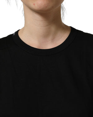 Dolce & Gabbana Schwarzes Baumwoll-T-Shirt mit Rundhalsausschnitt und kurzen Ärmeln
