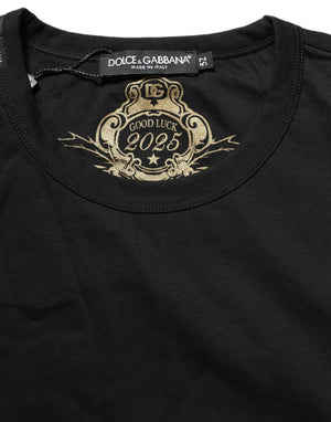 Dolce & Gabbana Schwarzes Baumwoll-T-Shirt mit Rundhalsausschnitt und kurzen Ärmeln