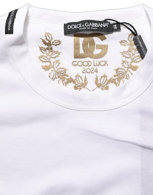 Dolce & Gabbana Weißes Baumwoll-T-Shirt mit Rundhalsausschnitt und kurzen Ärmeln