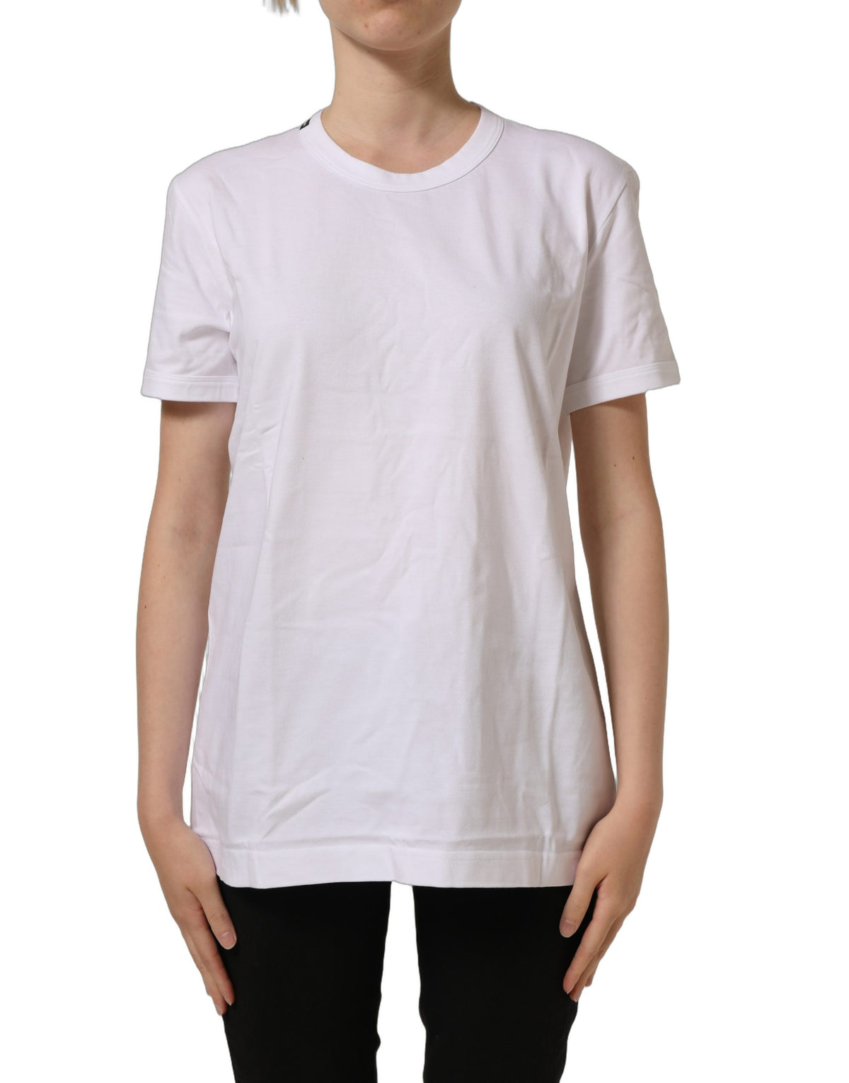 Dolce & Gabbana Weißes Baumwoll-T-Shirt mit Rundhalsausschnitt und kurzen Ärmeln