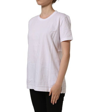 Dolce & Gabbana Weißes Baumwoll-T-Shirt mit Rundhalsausschnitt und kurzen Ärmeln