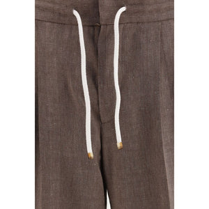 Brunello Cucinelli Braune Leinenhose im Casual-Look