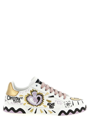 Dolce & Gabbana Mehrfarbige Kalbsleder-Sneaker mit niedrigem Schaft