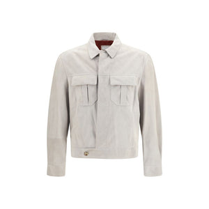 Brunello Cucinelli Beige Leather Jacket