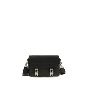 Fendi Schwarze Bos Taurus Kalbsleder Schultertasche
