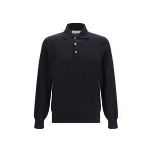 Brunello Cucinelli Schwarzes Langarm-T-Shirt aus Baumwolle
