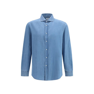 Brunello Cucinelli Blaues Denim-Hemd