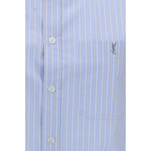 Saint Laurent Blaues Baumwollhemd mit Muster
