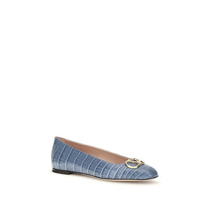 Valentino Garavani Ballerinas aus blauem Kalbsleder Bos Taurus
