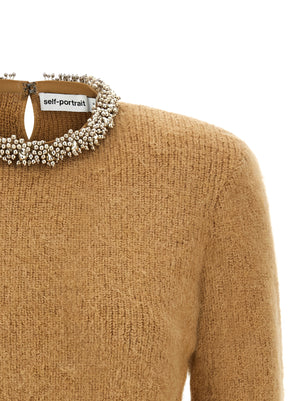 Self-Portrait Brauner Strickcardigan aus Polyester