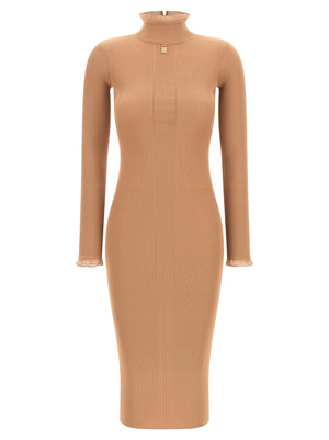 Elisabetta Franchi Beige Viskose Midikleid