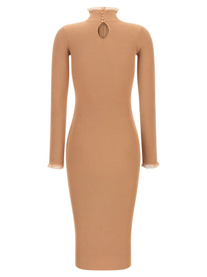 Elisabetta Franchi Beige Viskose Midikleid