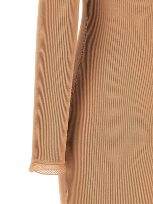 Elisabetta Franchi Beige Viskose Midikleid