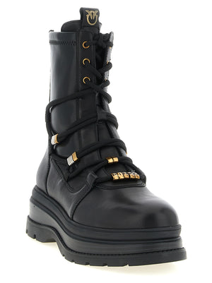 PINKO Schwarze Schnürstiefel aus Rindsleder