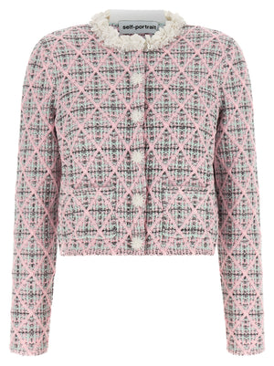 Self-Portrait Mehrfarbige Baumwollstrickjacke