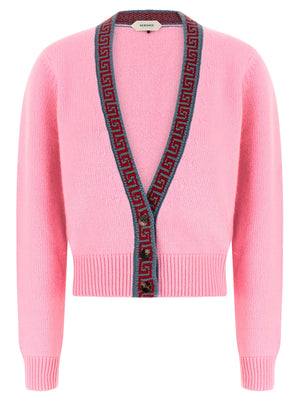 Versace Mehrfarbige Strickjacke aus reiner Schurwolle