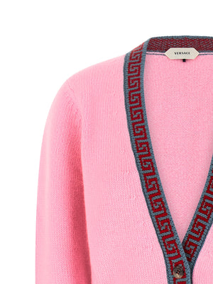 Versace Mehrfarbige Strickjacke aus reiner Schurwolle