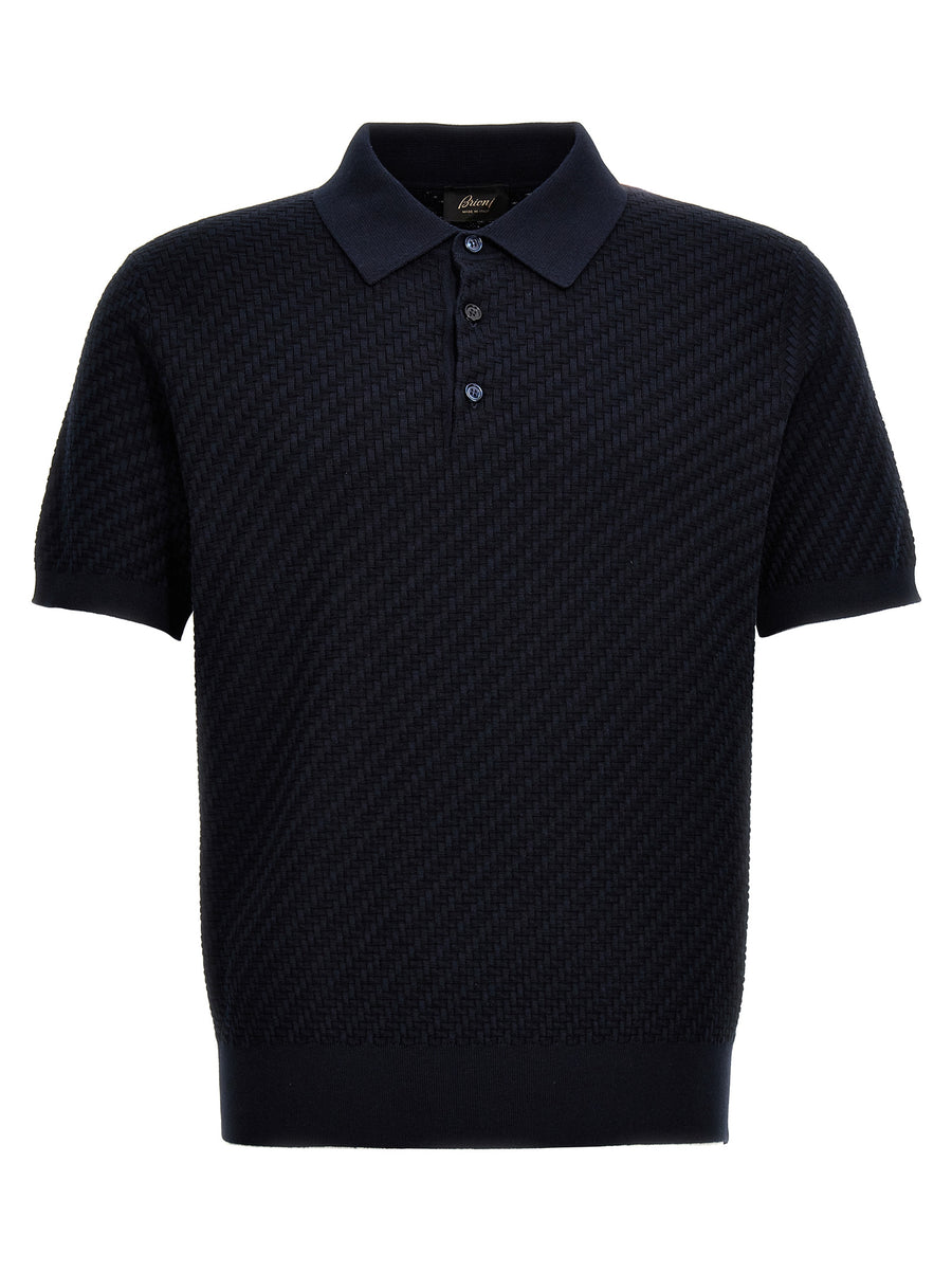 Brioni Blaues Baumwoll-Polohemd