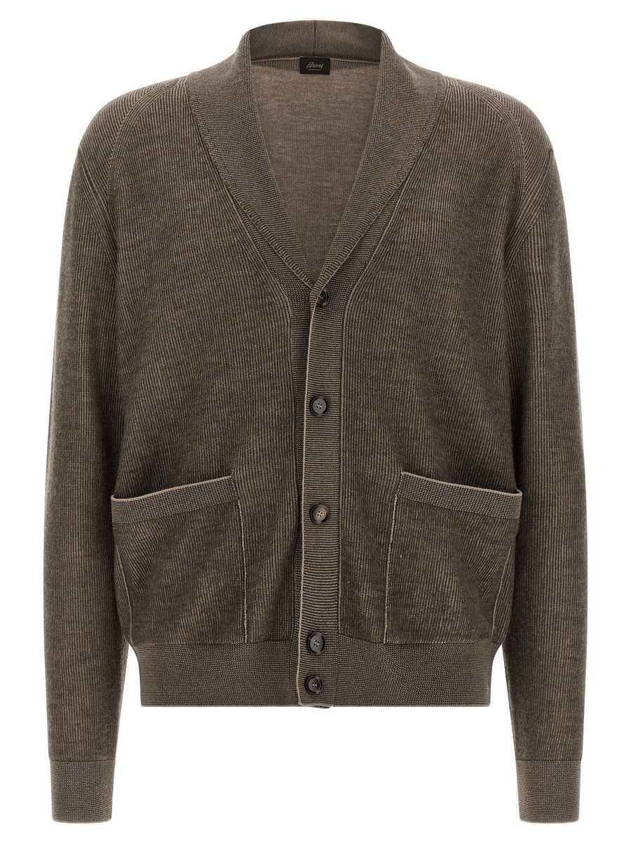 Brioni Brauner Kaschmir-Strickjacke