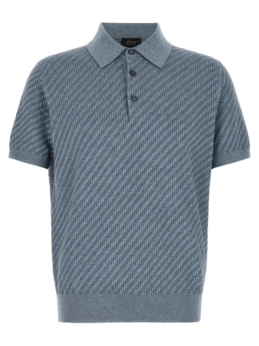 Brioni Blaues Baumwoll-Polohemd