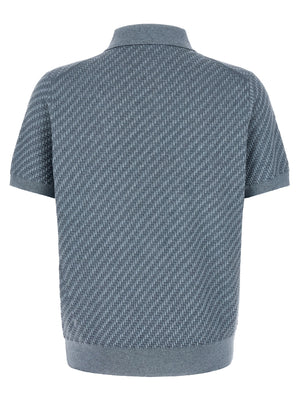 Brioni Blaues Baumwoll-Polohemd