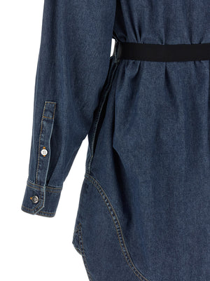 Versace Kurzes blaues Baumwollkleid