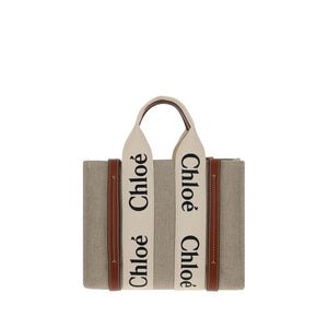 Chloé Braune Leinen Handtasche