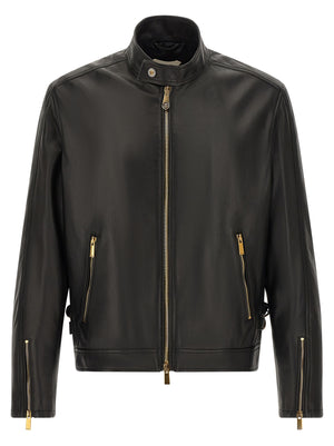 Versace Schwarze Lammlederjacke
