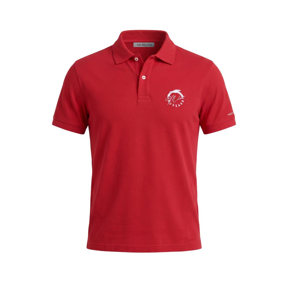 Trussardi Beachwear Rotes Herren-Poloshirt aus Baumwolle