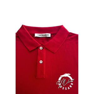 Trussardi Beachwear Rotes Herren-Poloshirt aus Baumwolle