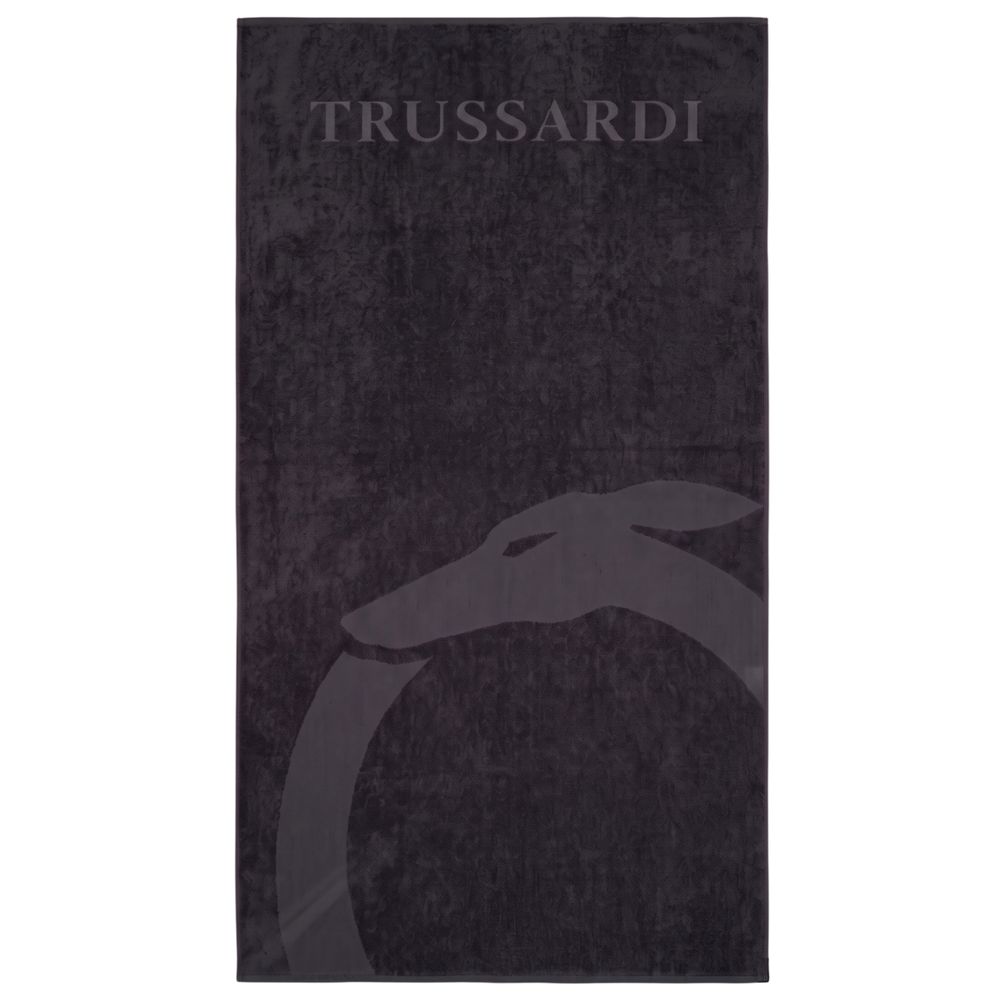 Trussardi Beachwear Schwarzes Baumwoll-Herren-Strandtuch