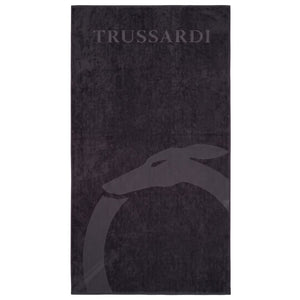 Trussardi Beachwear Schwarzes Baumwoll-Herren-Strandtuch