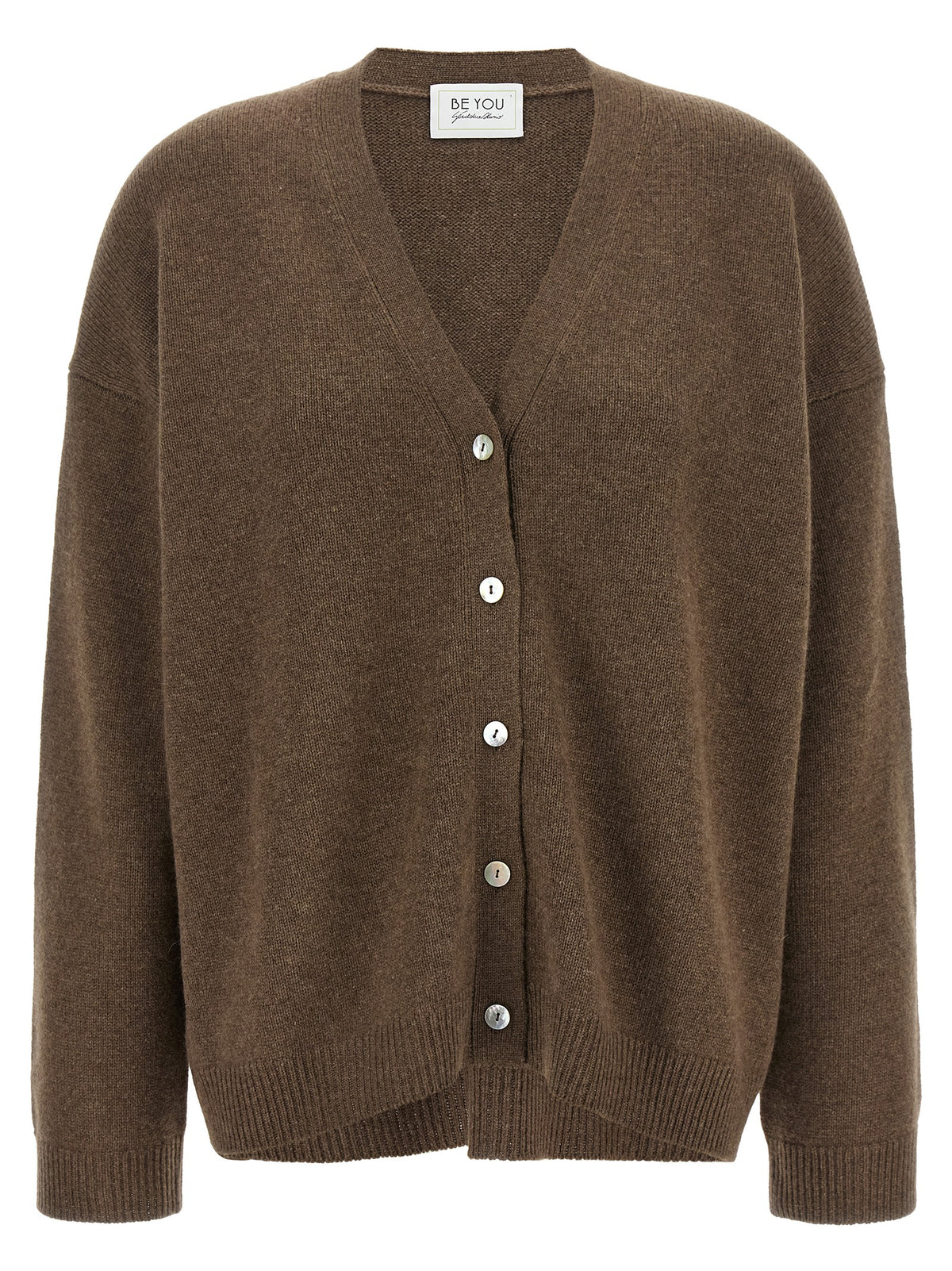 BE YOU Brauner Kaschmir-Strickjacke
