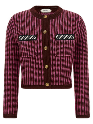 Versace Mehrfarbige Strickjacke aus reiner Schurwolle